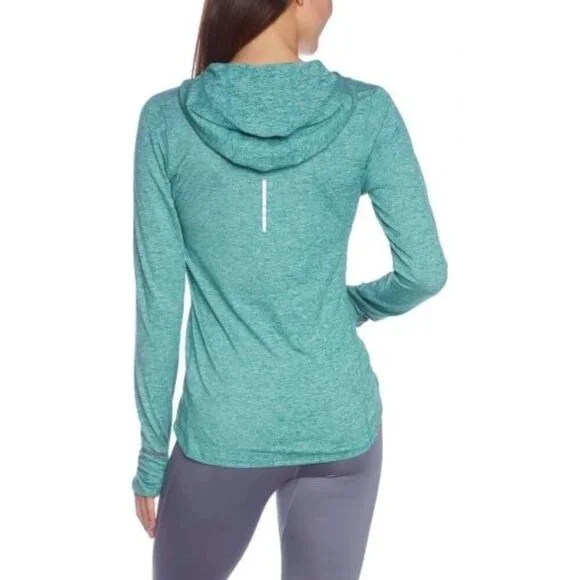 Nike Large Running Hoodie Teal Thumb Loop Finger Covers Pullover L - Picture 3 of 13
